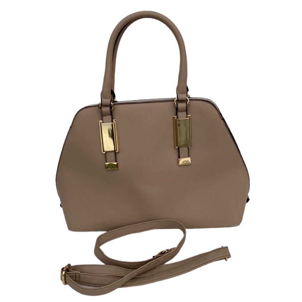 Aldo Nerine Tan Faux Leather Top Handle Dome Handbag Satchel Crossbody Bag